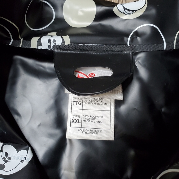 Disney Mickey Snap Front PVC Vinyl Raincoat  Size XXL Rain Jacket Slicker Black. - Picture 4 of 12